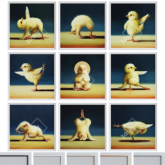 Yoga Chick Picture Frame Set 3D model image 1