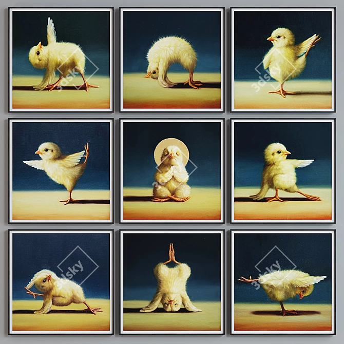 Yoga Chick Picture Frame Set 3D model image 2