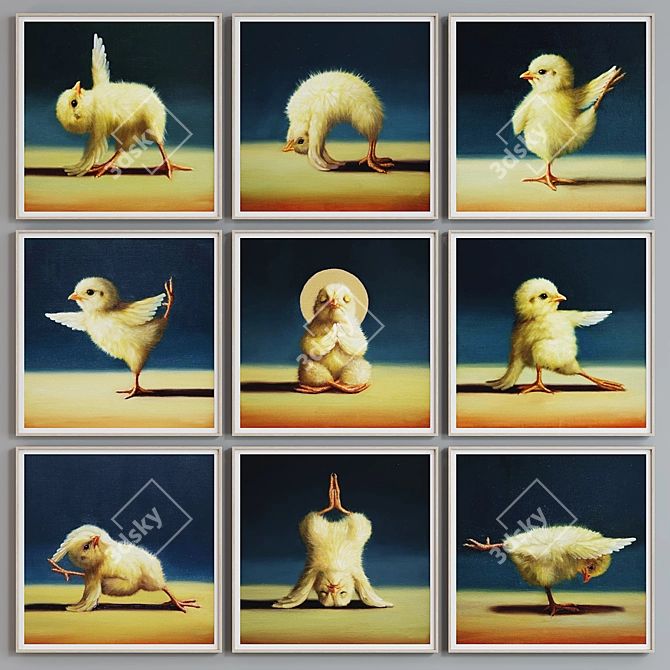 Yoga Chick Picture Frame Set 3D model image 3