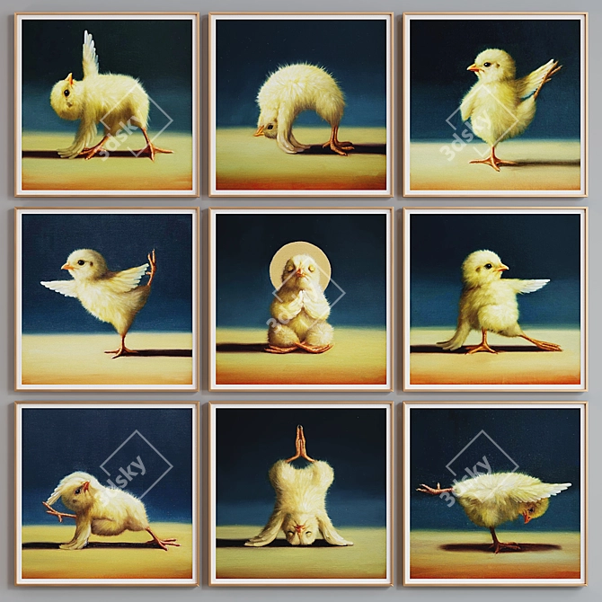 Yoga Chick Picture Frame Set 3D model image 4