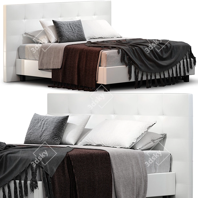 Eco-Leather Storage Bed: Modern Design 3D model image 1