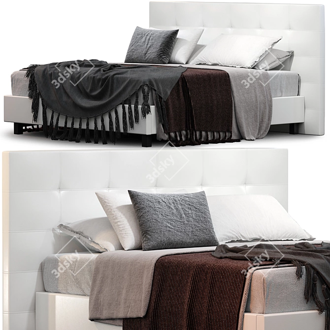 Eco-Leather Storage Bed: Modern Design 3D model image 2