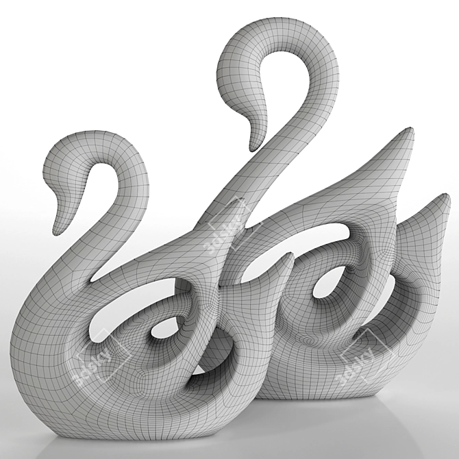 Ceramic Swan Lover Statue Decoration 3D model image 7