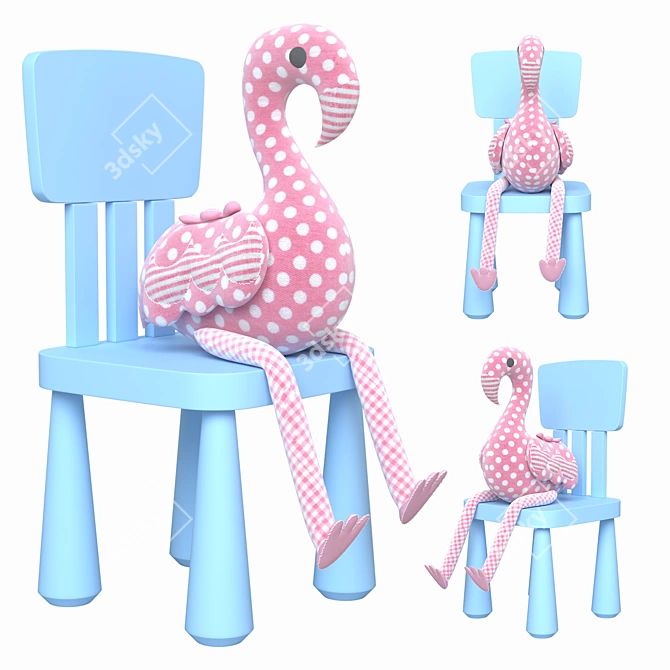 Smooth Flamingo Toy Set 3D model image 3