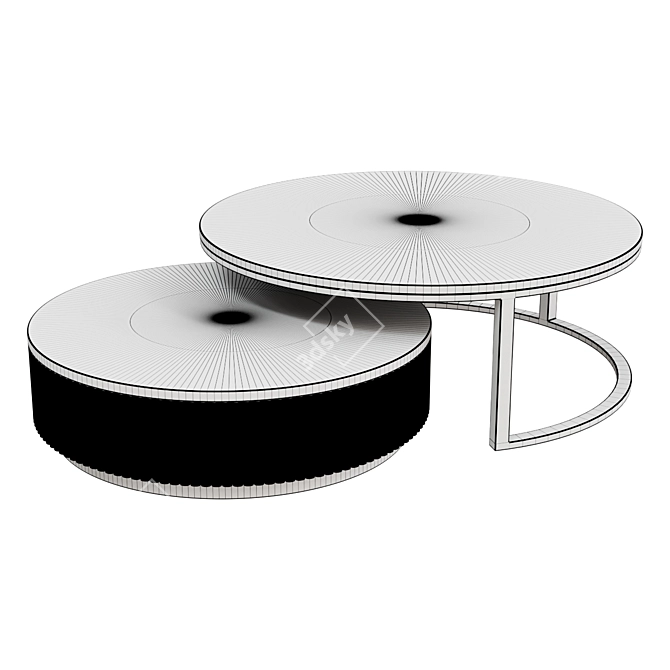 Gold Stainless-Steel Round Marble Coffee Table 3D model image 2