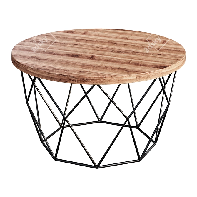 Round Industrial Wire Coffee Table 3D model image 1