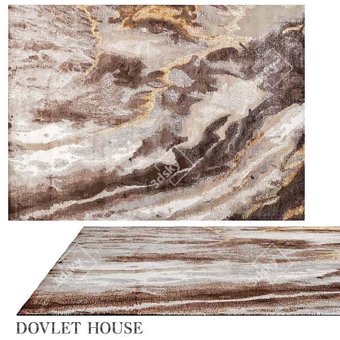 Elegant Dovlet House Wool Silkrug 3D model image 1