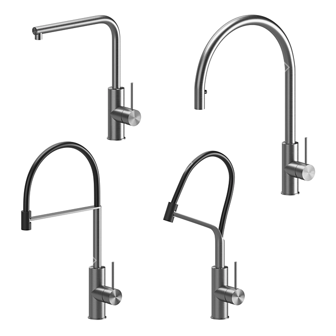 European Kitchen Faucet Set 01 3D model image 5