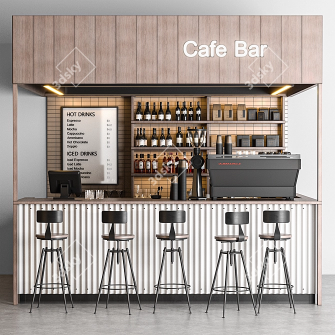 Modern Cafe Bar OBJ Furniture 3D model image 1