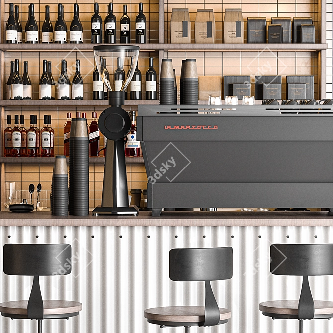 Modern Cafe Bar OBJ Furniture 3D model image 2