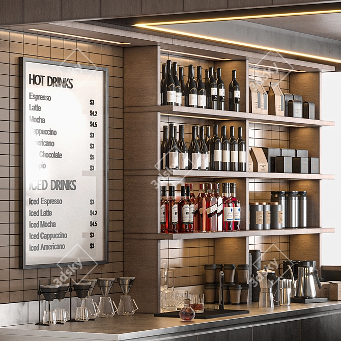 Modern Cafe Bar OBJ Furniture 3D model image 5