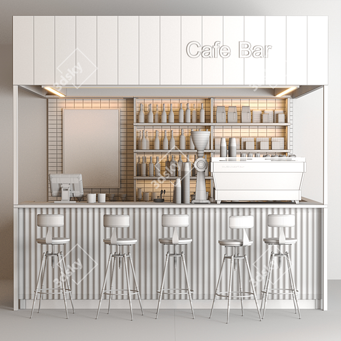 Modern Cafe Bar OBJ Furniture 3D model image 6