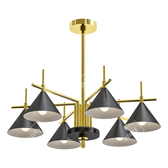 Sleek Metal Cone Ceiling Light 3D model image 1