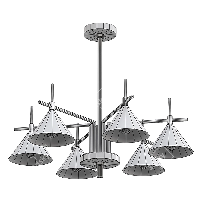 Sleek Metal Cone Ceiling Light 3D model image 2