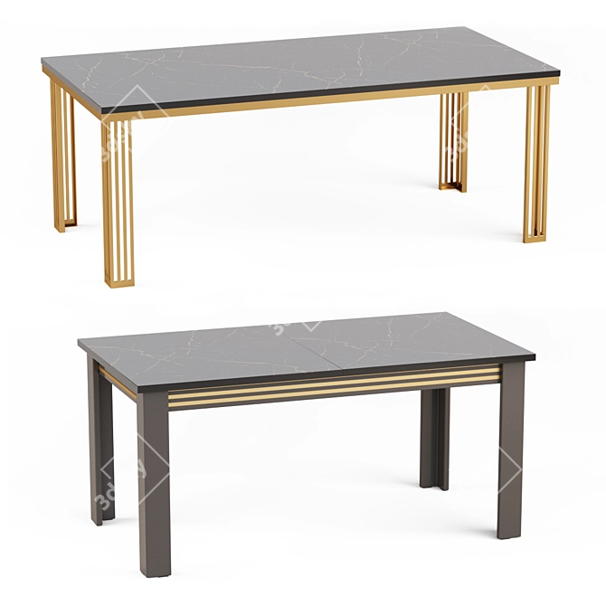 Vintage Dining Table CARLINO 3D model image 1