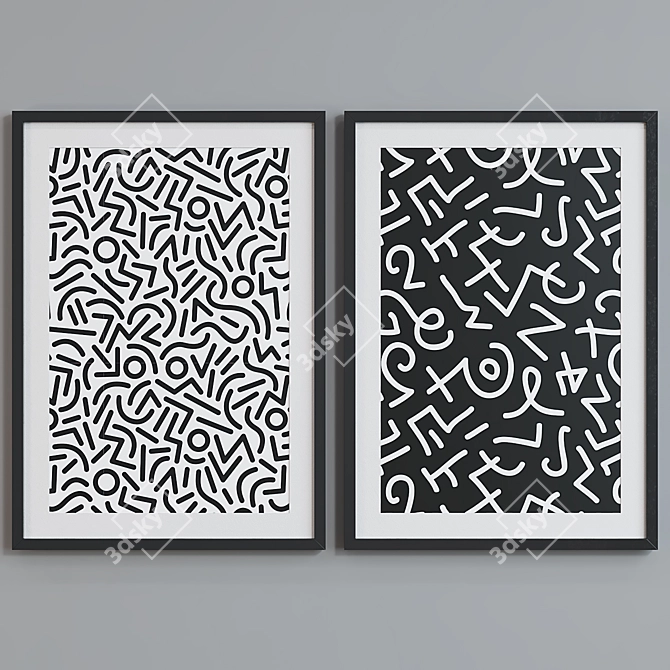 Modern Abstract Picture Frame Set 3D model image 2