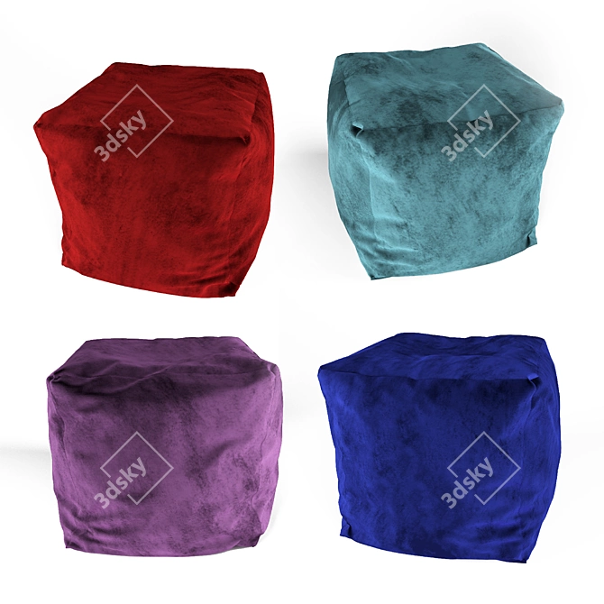 Boho Knit Pouf Ottoman 3D model image 1