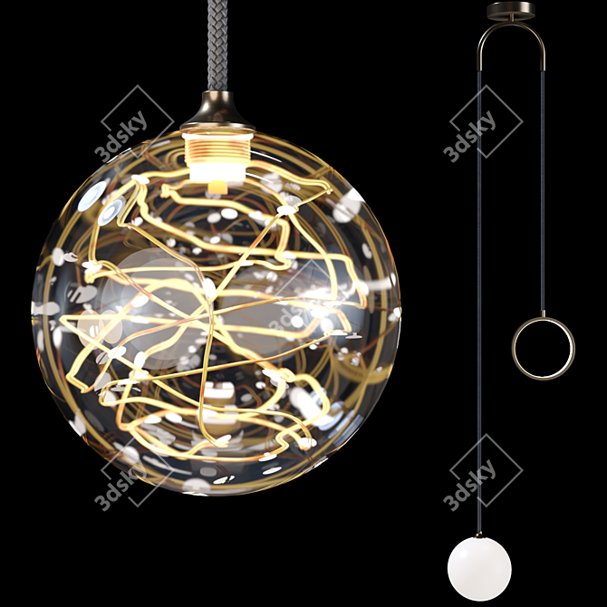 Glowing Ring & Orb Pendant Duo 3D model image 1