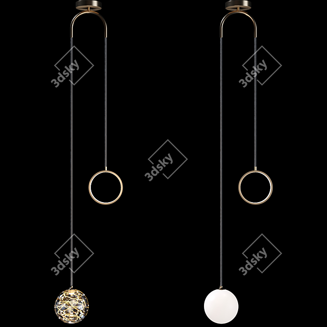 Glowing Ring & Orb Pendant Duo 3D model image 2