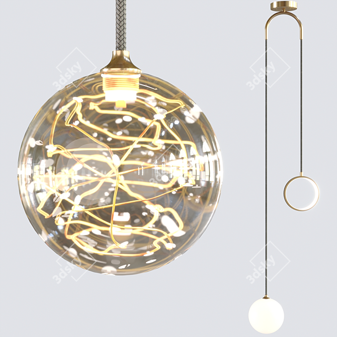 Glowing Ring & Orb Pendant Duo 3D model image 3