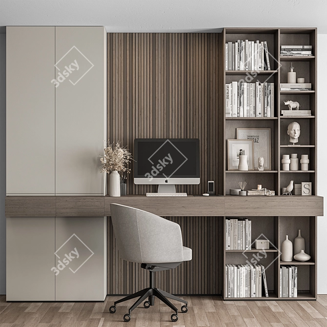 Sleek Home Office Desk Set 3D model image 1