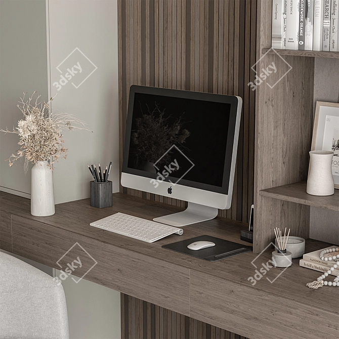 Sleek Home Office Desk Set 3D model image 2