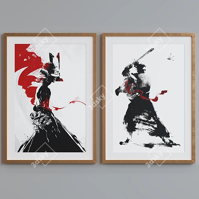 Modern Japanese Style Silhouette Picture Set 3D model image 5