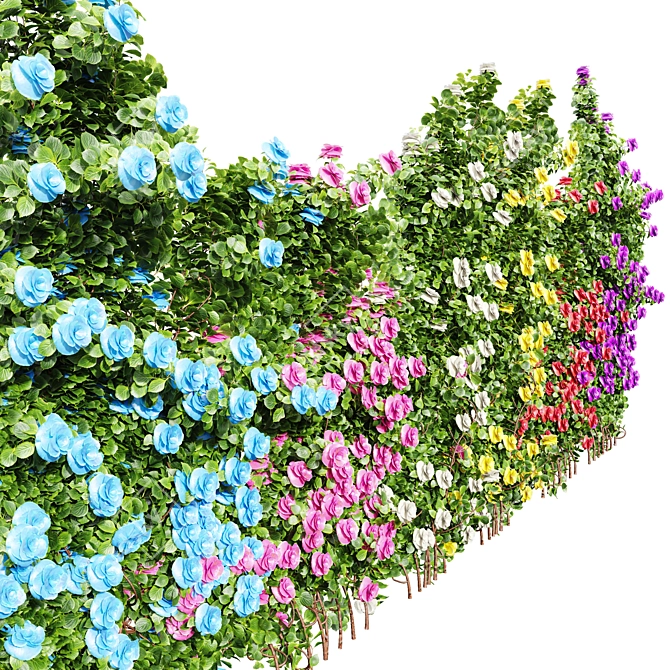 Climbing Roses Wall01 6 Colors 3D model image 3