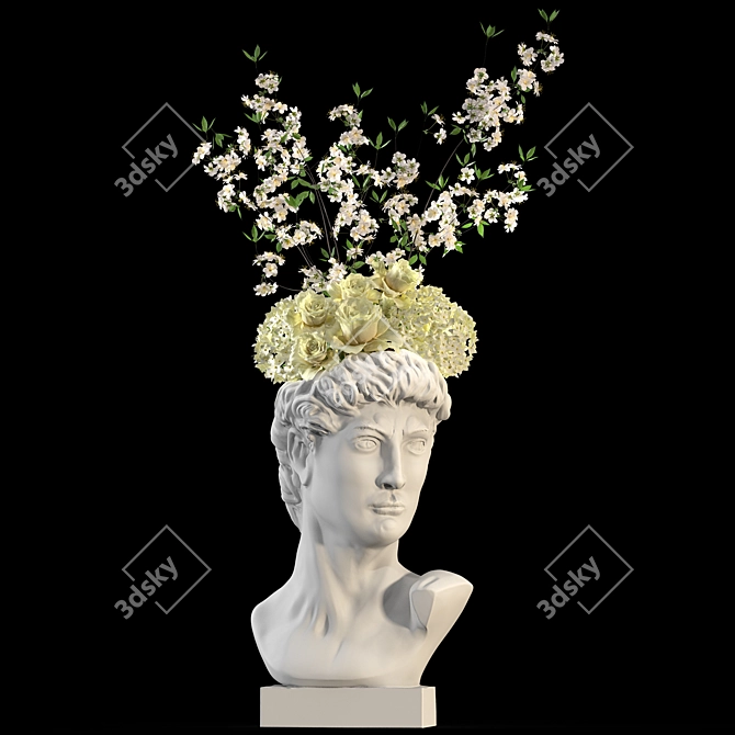 Hand-Painted Face Vase Decoration 3D model image 2