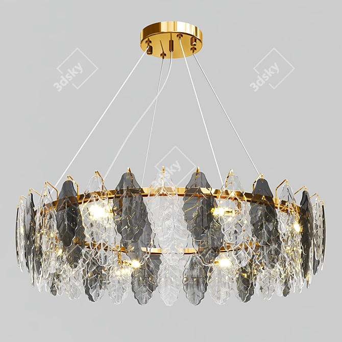 Elegant Crystal Metal Chandelier 3D model image 1