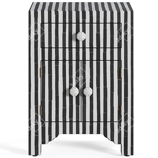 Graphic Inlaid Bone Nightstand, Loft Concept 3D model image 2