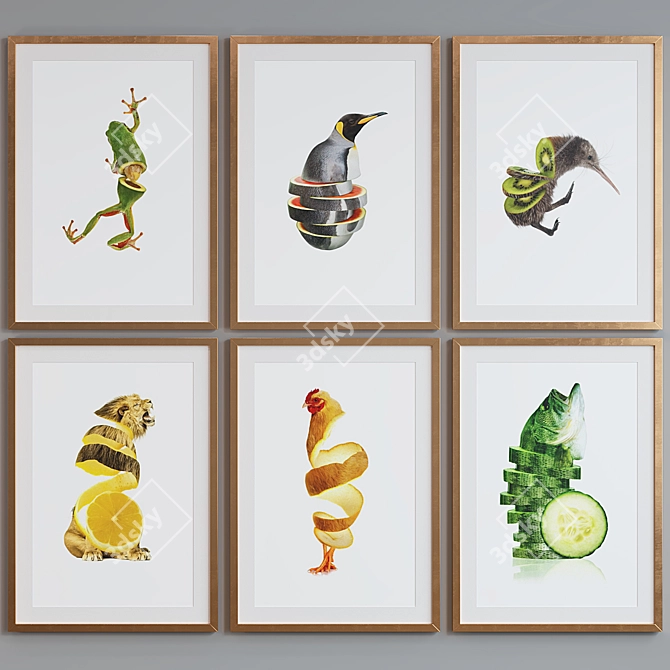 Modern Animal Collage Picture Frame Set 3D model image 4