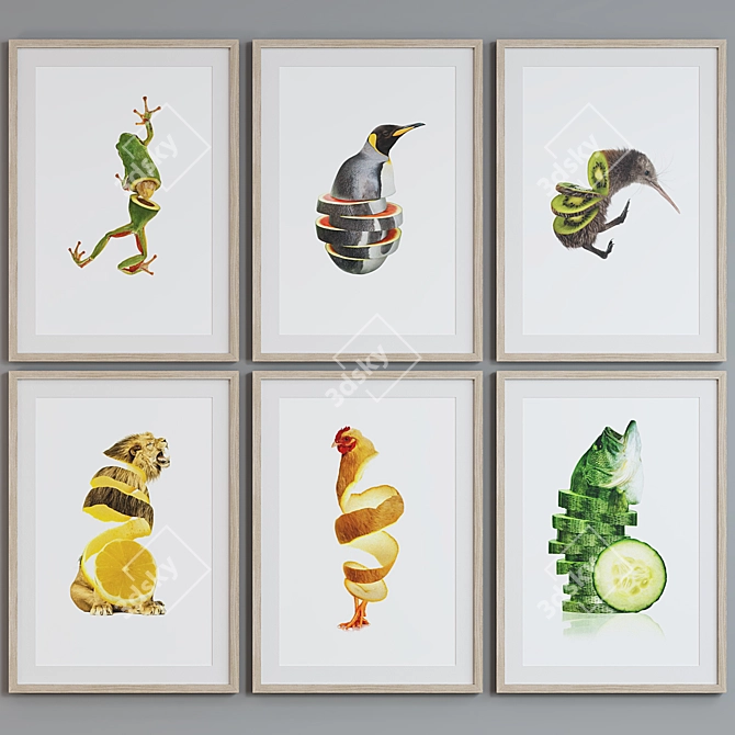 Modern Animal Collage Picture Frame Set 3D model image 5