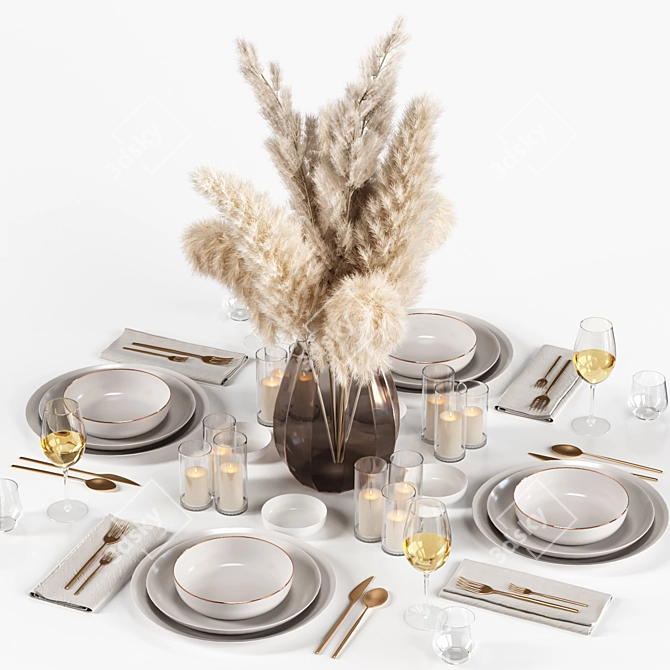 Elegant Tableware Set 3Ds Max 3D model image 3