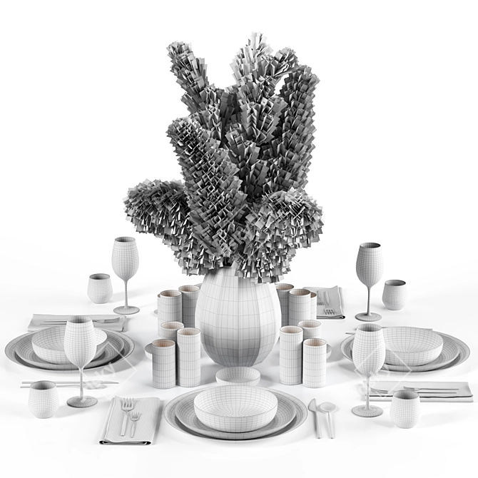 Elegant Tableware Set 3Ds Max 3D model image 4