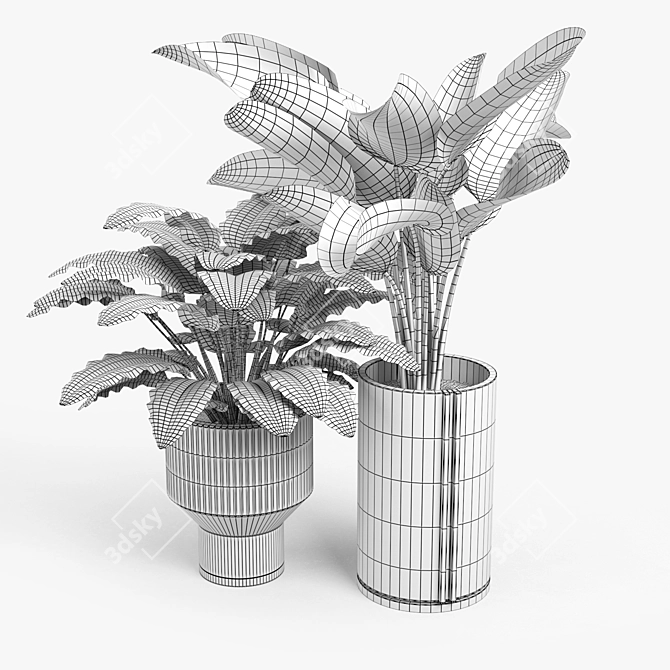 Fiberglass Resin Planter Set (2) 3D model image 5