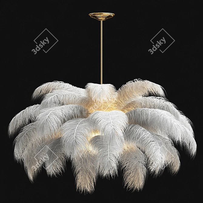 Elegant Ostrich Feather Chandelier 3D model image 1