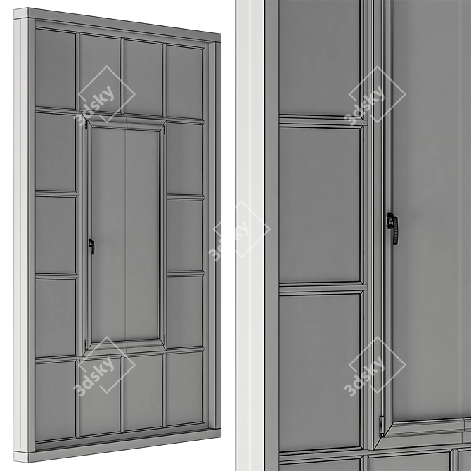 Sleek Industrial Black Window Set 3D model image 3