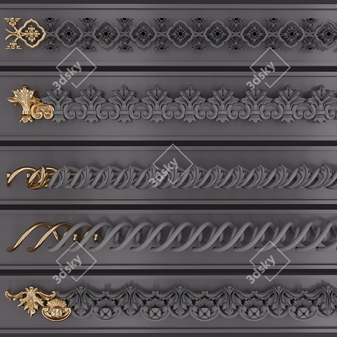 Trim Ornament 122 Bundle: 5 Ornaments 3D model image 3