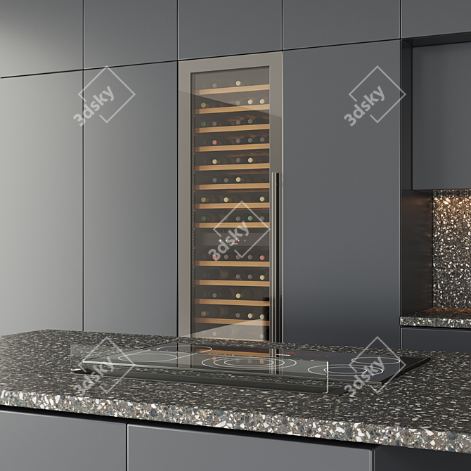 Terrazzo Kitchen Set Miele Elica 3D model image 2