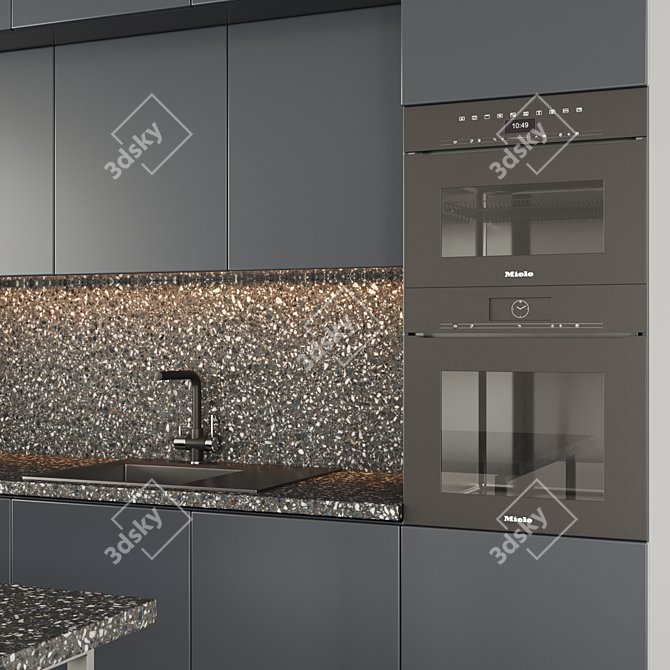 Terrazzo Kitchen Set Miele Elica 3D model image 5