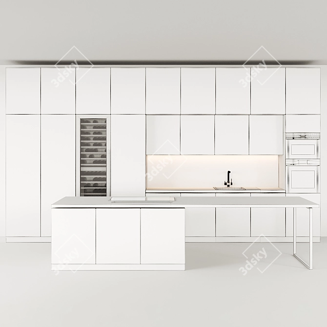 Terrazzo Kitchen Set Miele Elica 3D model image 6