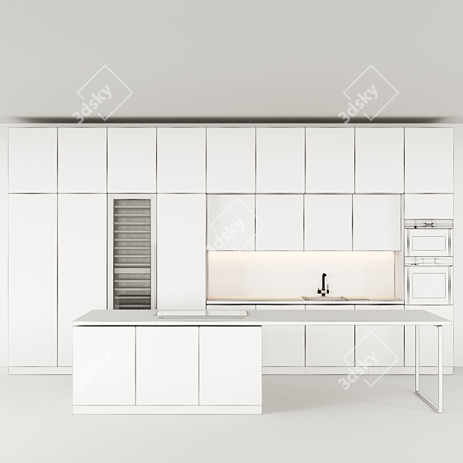 Terrazzo Kitchen Set Miele Elica 3D model image 9