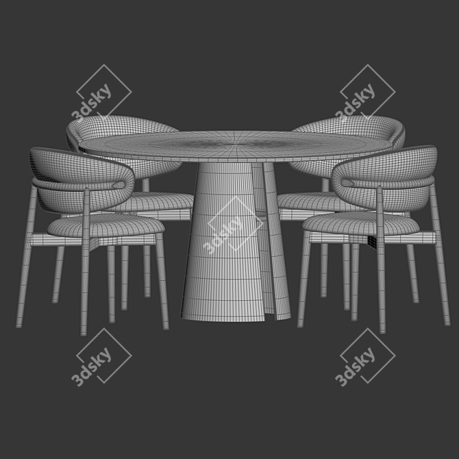 Modern Wood Dining Set Set 3D model image 4