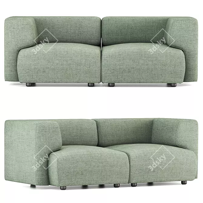 Compact Modern DUO MINI Sofa 3D model image 1