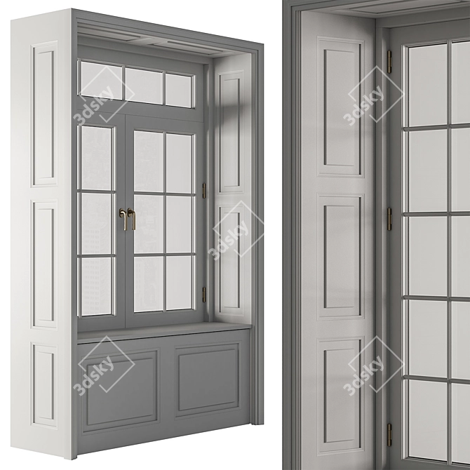 Vintage White Window Set 16 3D model image 1