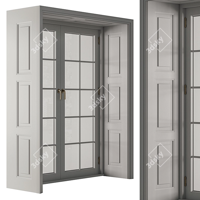 Vintage White Window Set 16 3D model image 2