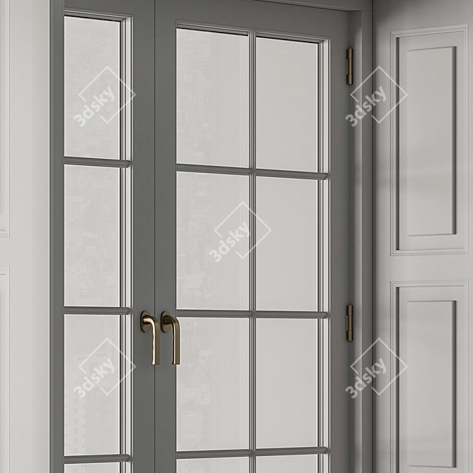 Vintage White Window Set 16 3D model image 3