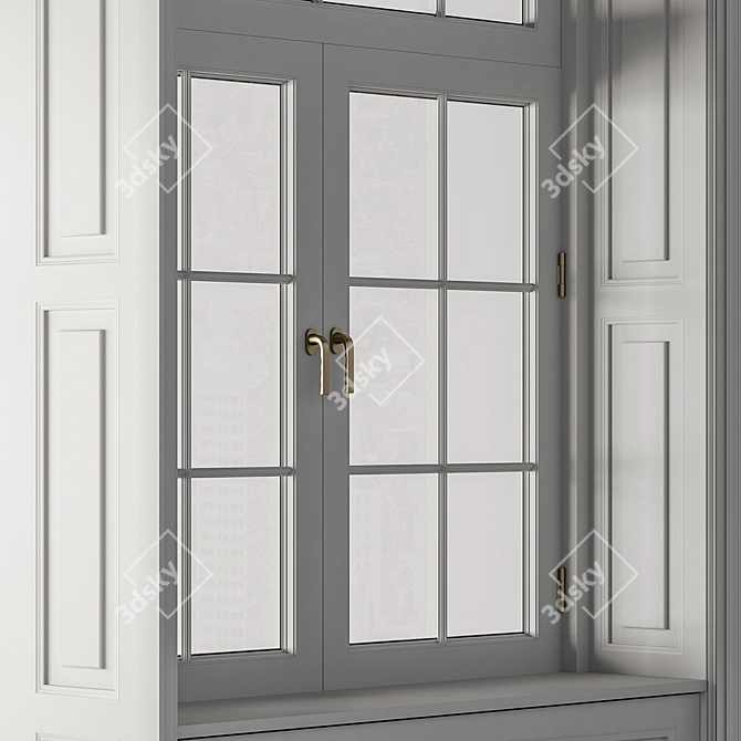 Vintage White Window Set 16 3D model image 4