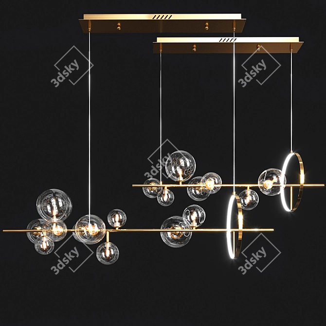 Modern Gold Linear Kitchen Island 3D model image 1